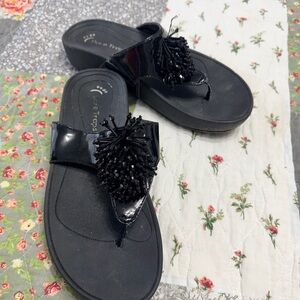 BareTraps Black Beaded Women's Sandals